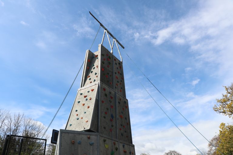 a tall portable climbing frame